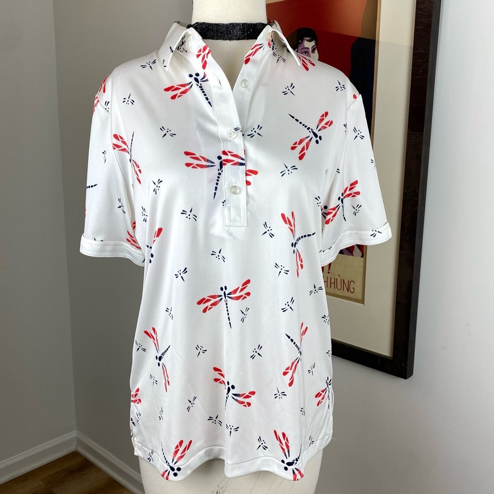 Vintage Dragonfly Hooper Associates 60s 70s Polyester Leisure Shirt Blouse 14